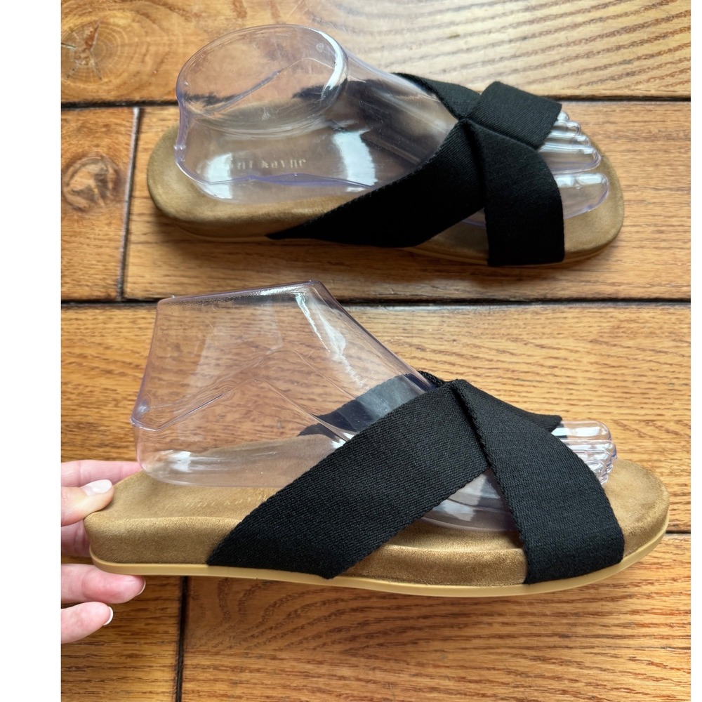 Jenni Kayne Cotton Crossover Sandal Women 40 (US 10) Black Made in Italy Comfort